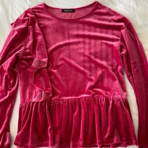 Pink velvet peplum top size L